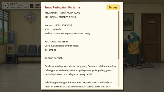 An official first warning letter (SP-1) addressed to Robert.